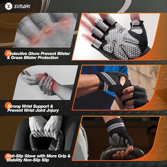 SIMARI Breathable Workout Gloves for Men Women