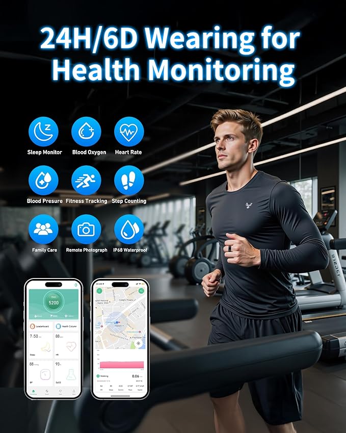Smart Rings for Women, Fitness Tracker with Blood Oxygen, Blood Pressure, Heart Rate, Sleep Monitor, Step Counter, Gesture Control IP68 Waterproof Smart Ring Tracker, Stainless Steel