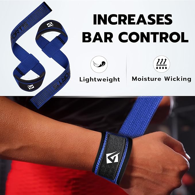 Lifting Wrist Straps for Weightlifting, Powerlifting & Deadlifts – 23” Neoprene Padded Cotton Straps for Strength Training & Gym Workouts - Maximum Grip Support for Men & Women