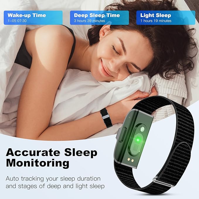 Sleep & Fitness Tracker for Women Men | 24/7 Heart Rate, Blood Oxygen & Stress Monitor | Step & Calorie Counter | IP68 Waterproof Activity Tracker, Black (No App Subscription)