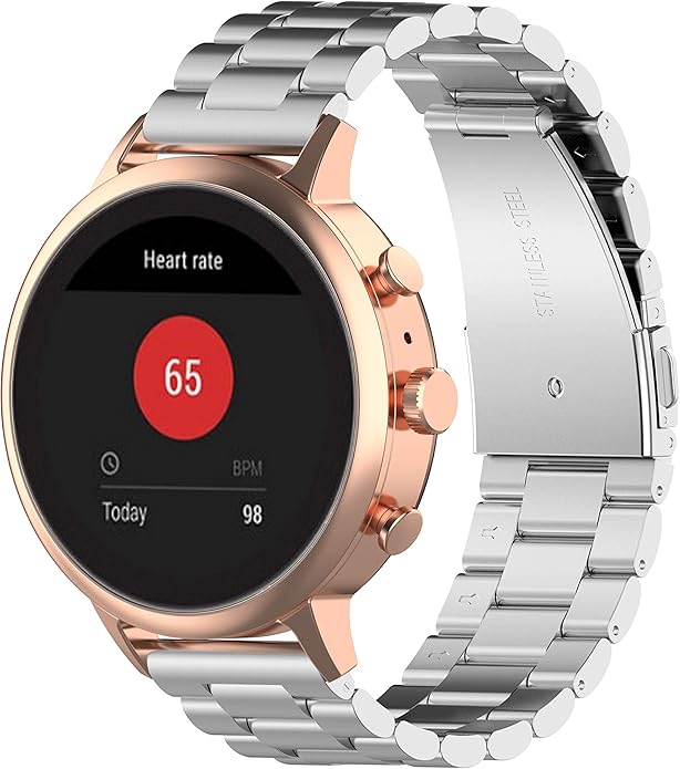 FitTurn Bands Compatible with Letscom, Letsfit, Lintelek, Yamay SmartWatch -Replacement Classic Stainless Steel Metal WatchBand for ID205L, ID205U,ID215G, ID205, ID216, ID205S, SW021