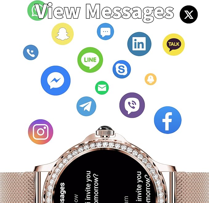 Elegant Women's Smart Watch with AI Voice Assistant, Calling, Breath Training and More Personalized Features for iOS and Android Devices, Rose Gold