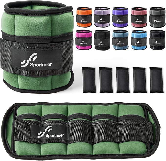Sportneer Adjustable Ankle Weights 1 Pair 2 4 6 8 8 10 10 Lbs Jogging,1-5 lbs 1 Pair 2-10 lbs