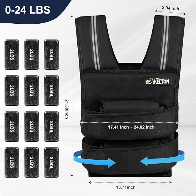 Adjustable Weighted Vest for Men Women with Removable Iron Weights, 24lbs/40lbs Body Weight Vests Adjustable for Running, Training Workout, Jogging, Walking