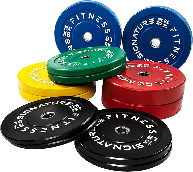 Signature Fitness 2" Olympic Bumper Plate Weight Plates 7FT Olympic