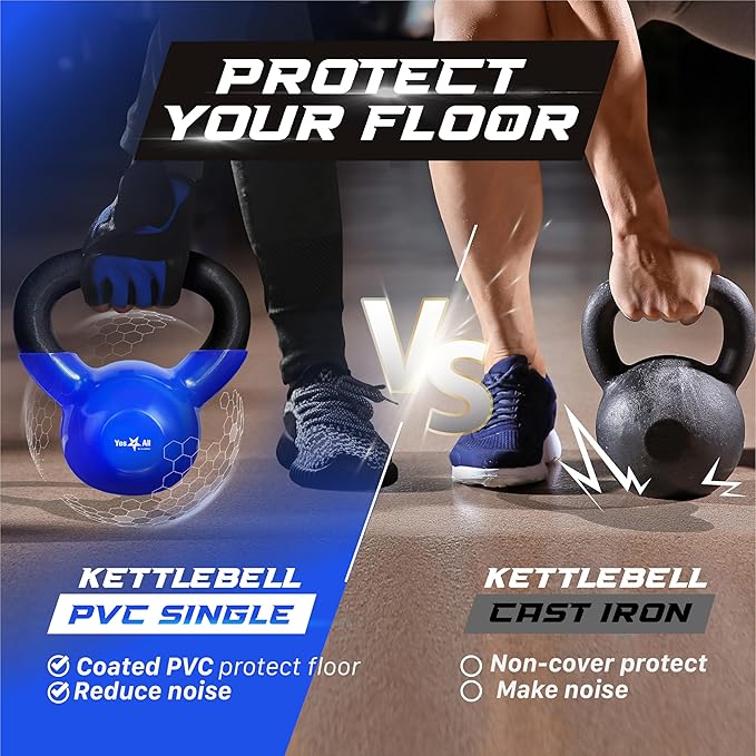 Yes4All 5-65lbs Kettlebells Vinyl Coated Cast Iron