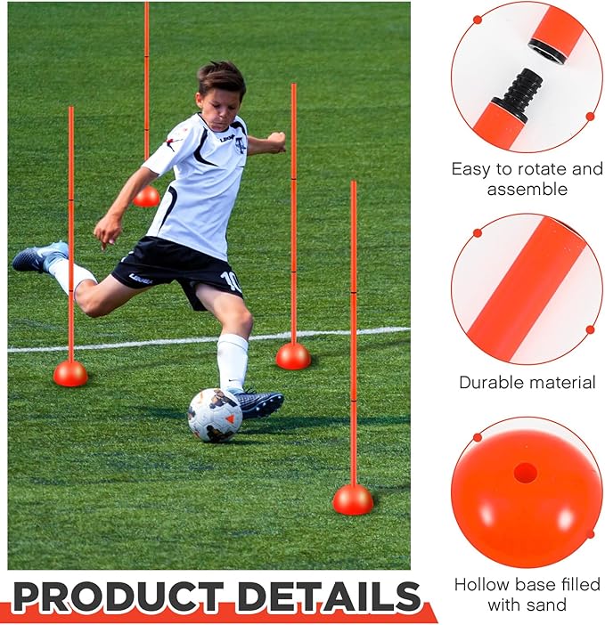 Jenaai 6 Sets Agility Poles with Base Coaching