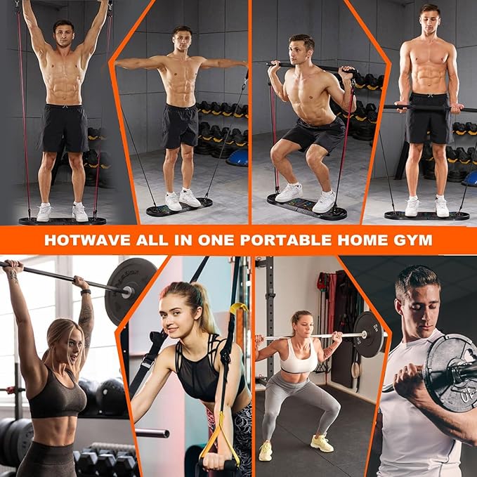 HOTWAVE Portable Exercise Equipment with 16 Gym Accessories.20 1 Push