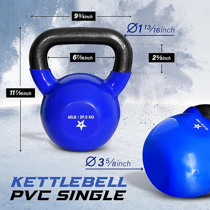 Yes4All 5-65lbs Kettlebells Vinyl Coated Cast Iron