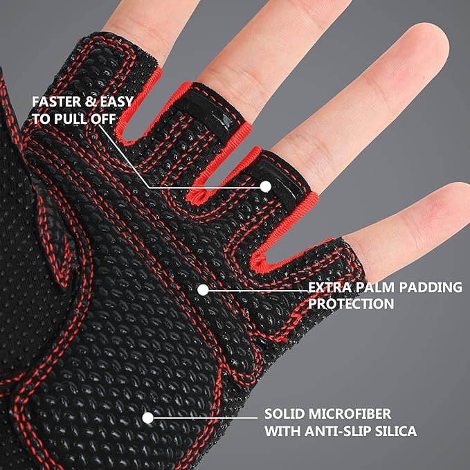 Workout Gloves for Women Men - Weight Lifting Gloves with Full Palm Protection & Extra Grip for Women Gym, Weightlifting, Weight Lift, Rowing, Exercise, Sport, Cycling