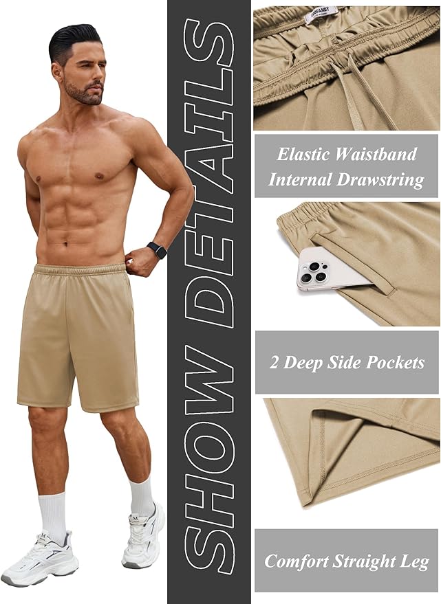 COOFANDY Men's Gym Workout Shorts 7 Inch Stretch Athletic Shorts Lightweight Running Training Short Pants with Pockets
