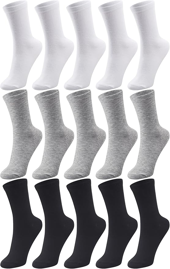 Duufin 15 Pairs Women's Crew Socks Mid Calf Workout Socks