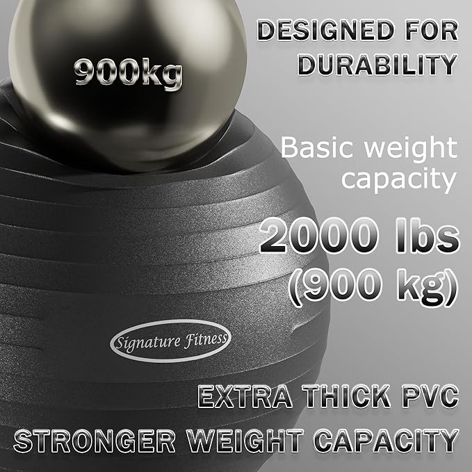 Anti-Burst and Slip Resistant Exercise Ball Yoga Ball 2,000-Pound Capacity,