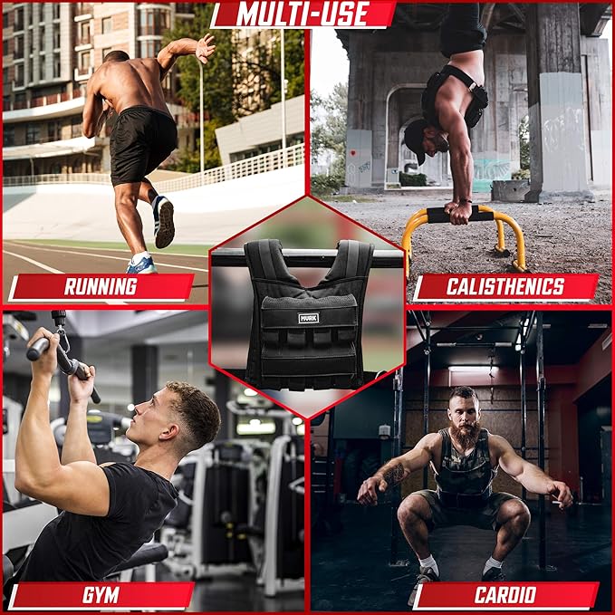 MVRK Weighted Vest Men 18lbs | 28lbs | 35lbs | 45lbs | 65lbs - Weighted Workout Vest With Removable Iron Weights, Heavy Duty Weighted Exercise Vest For Functional Training & Calisthenics - Weight Vest for Men and Women