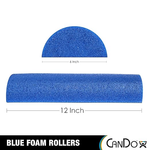 CanDo Blue PE Foam Rollers for Fitness 6 " 12" Half-Round