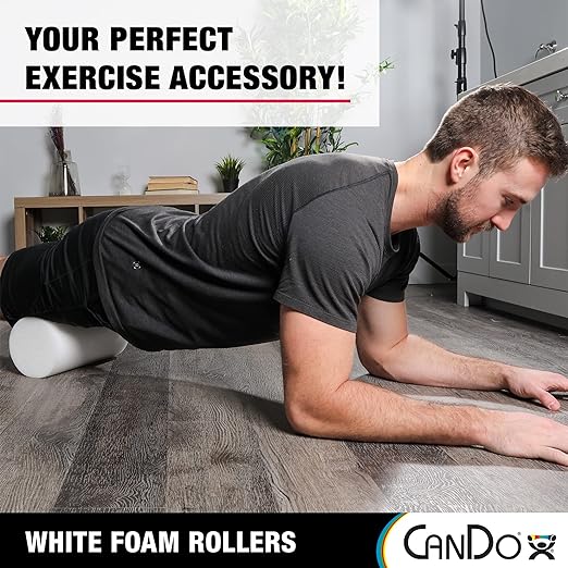 CanDo White PE Foam Rollers for Exercise 6" x 24"