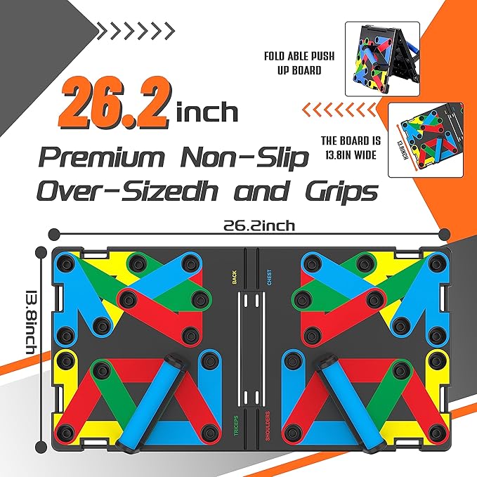 Solid Push Up Board 15 in 1 Home Workout Equipment Multi-Functional Pushup Stands System Fitness Floor Chest Muscle Exercise Professional Equipment Burn Fat Strength Training Arm Men & Women Weights