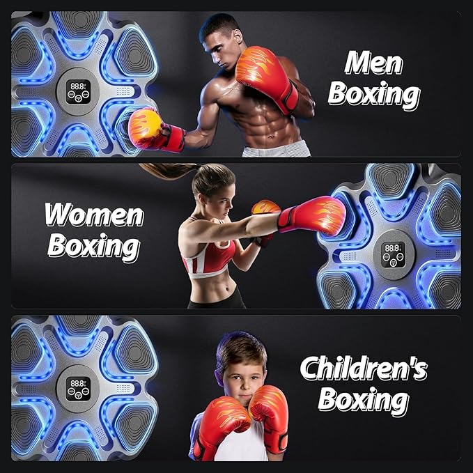 Music Boxing Machine,Smart Bluetooth Boxing Machine for Adults & Kids,Boxing Training Machine with Boxing Gloves, Music Playback Boxing Workout Equipment Target for Home, Office, Gym