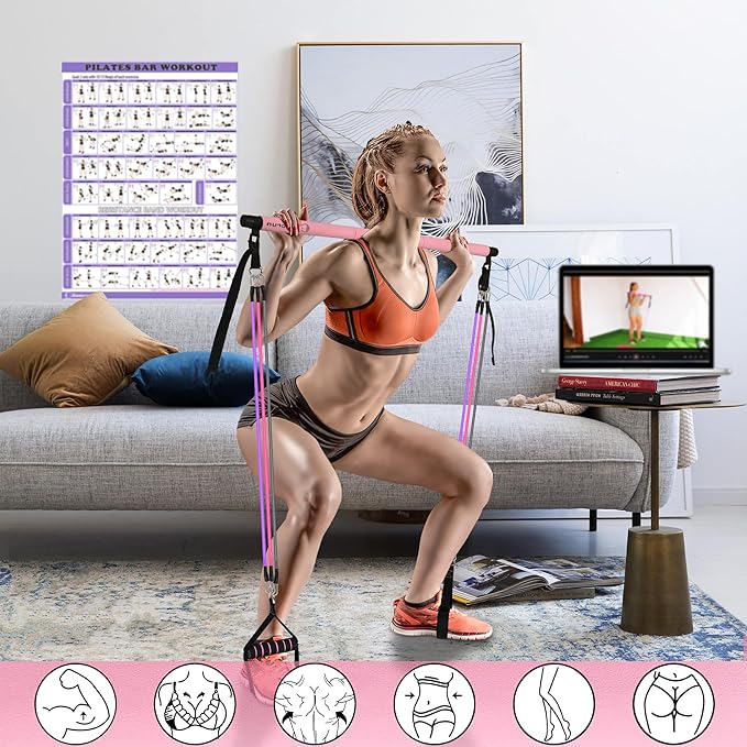Portable Pilates Bar and Resistance Band Set