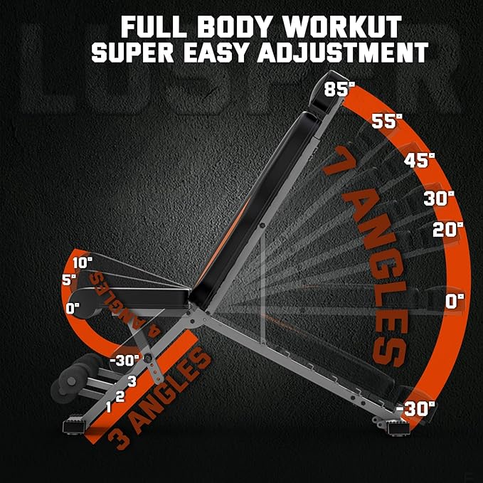 Lusper Adjustable Weight Bench Foldable - 660/800 Lb 3 Sec