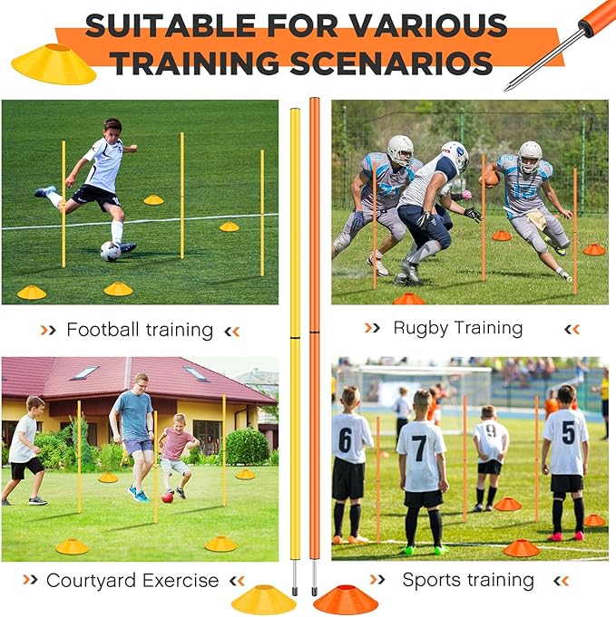 Jenaai 36 Pcs Agility Training Equipment Include 16 5ft and 20 Agility