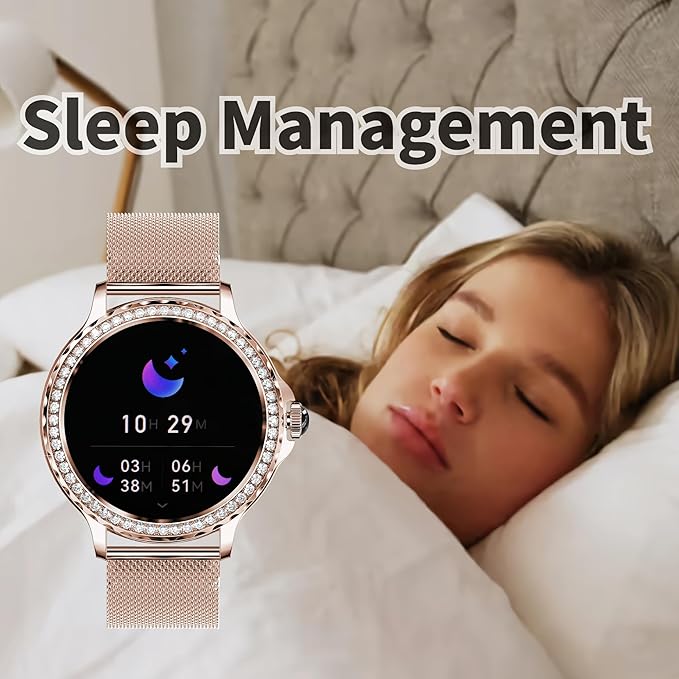 Elegant Women's Smart Watch with AI Voice Assistant, Calling, Breath Training and More Personalized Features for iOS and Android Devices, Rose Gold