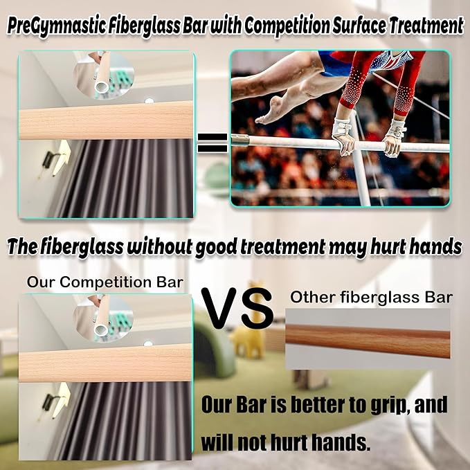 PreGymnastic Foldable Gymnastics Bar 6FT Gymnastic 3-18, Weight 500 LB,