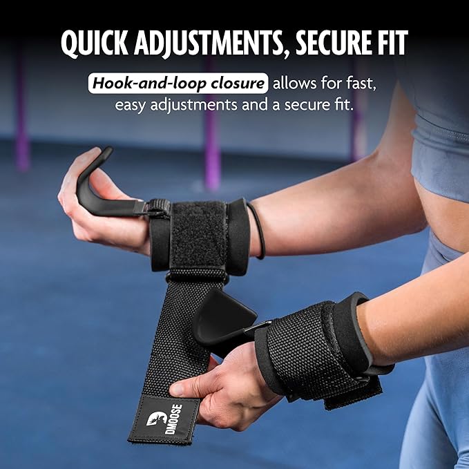 DMoose Fitness Weight Lifting Hooks for Men & 8 mm