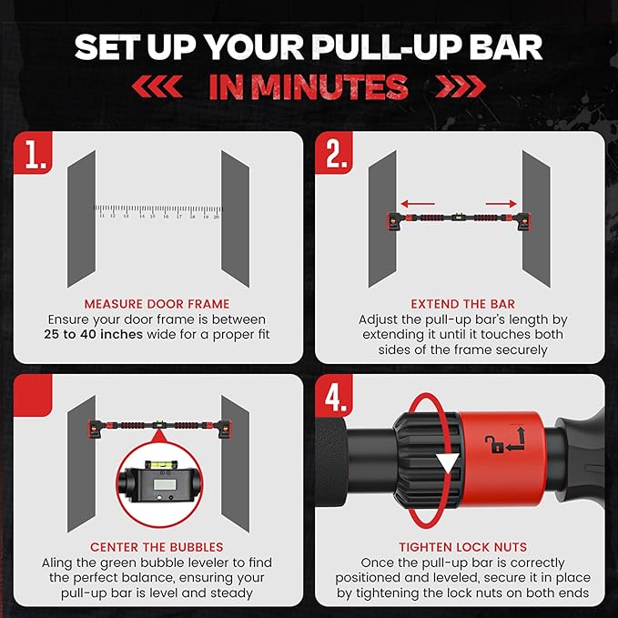 Pull Up Bar for Doorway - Adjustable Doorway 30-40 Inches 330 lbs,