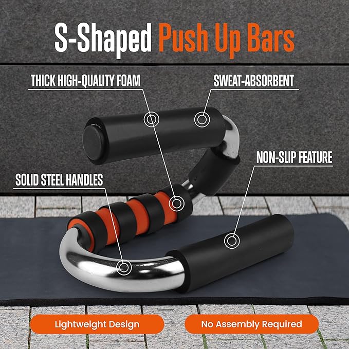 SQUATZ Doorway Pullup Bar & S-Shaped Push Up (29 to 45 Inches)