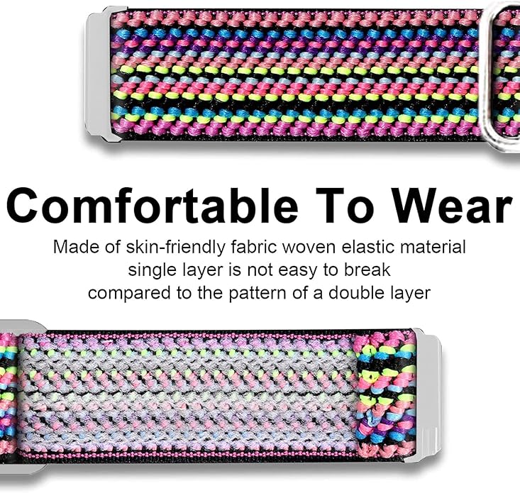 Compatible for FITVII Fitness Tracker Bands, 18mm, 20mm, 22mm Stretch Elastics Nylon Adjustable Replacement Strap Accessories