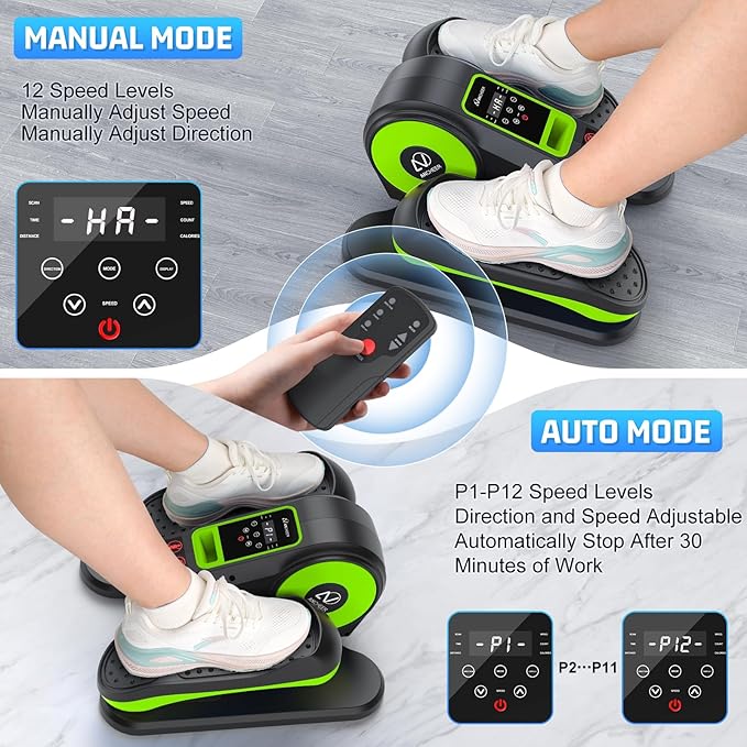 ANCHEER Under Desk Elliptical, Electric Leg Exerciser While Sitting for Seniors, Fully Assembled Motorized Ellipse Leg Exerciser Seated Elliptical Machine with 12 Adjustable Speeds