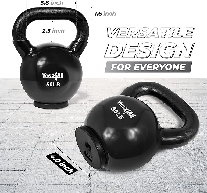 Yes4All Kettlebells Rubber Base (10-65 lbs)