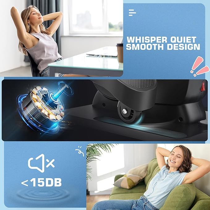 FUNMILY Under Desk Elliptical, Ellipse Leg Exerciser While Sitting for Seniors with Display Monitor, Portable Seated Pedal Exerciser with Remote Control for Home Office Use Fully Assembled