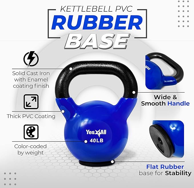 Yes4All Kettlebells Rubber Base (10-65 lbs)