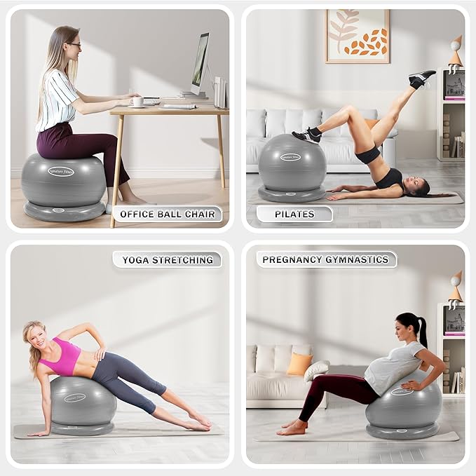 Anti-Burst and Slip Resistant Exercise Ball Yoga Ball 2,000-Pound Capacity,