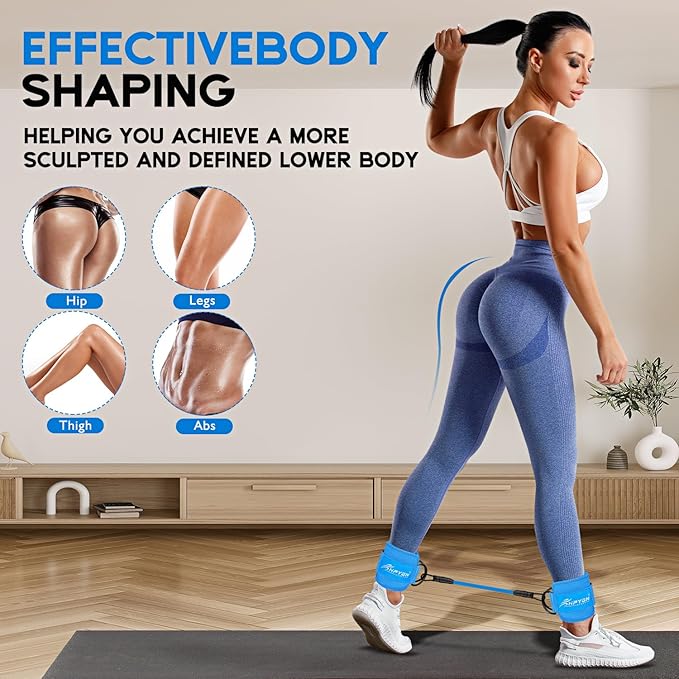 Ankle Resistance Bands, Ankle Bands for Working Out with Cuffs, Resistance Bands for Leg Butt Training Workout Equipment for Kickbacks Hip Gluteus Training Exercises, Ankle Strap with Exercise Bands