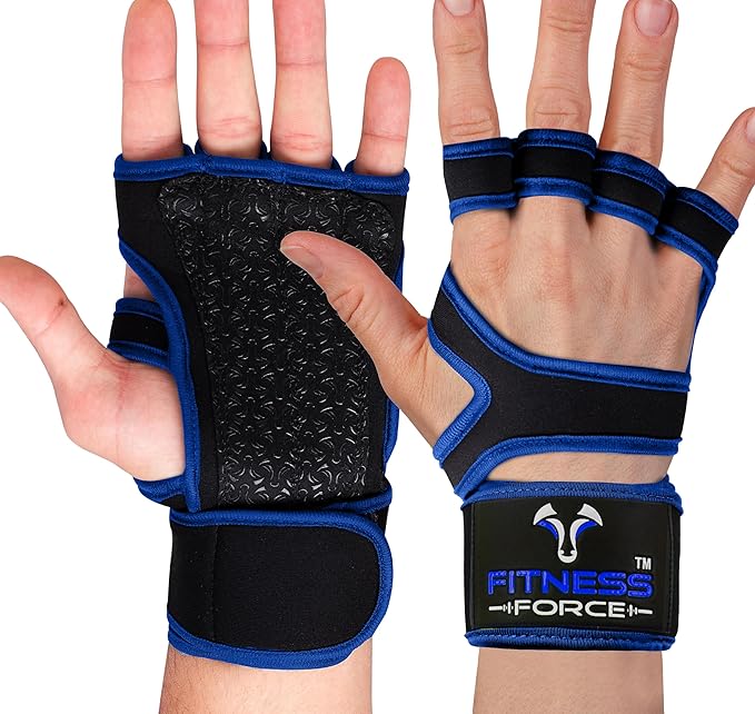 FITNESS FORCE Ventilated Gym Gloves for Men with Built-in Wrist Support for Workouts Weightlifting Gloves Workout Gloves for Women Exercise Fitness Gloves Perfect for Powerlifting, Cross Training