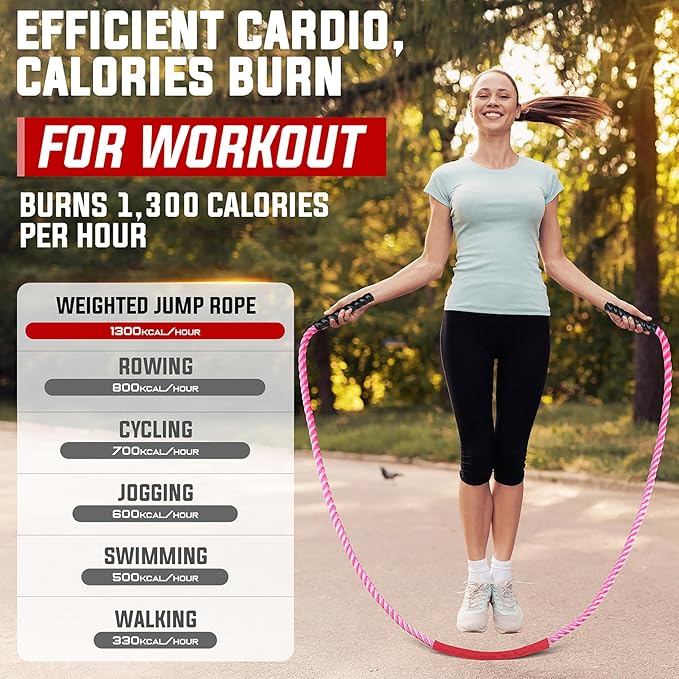 Jump Rope, 3lb 4lb 5lb Weighted Jump Rope 9.8ft Heavy