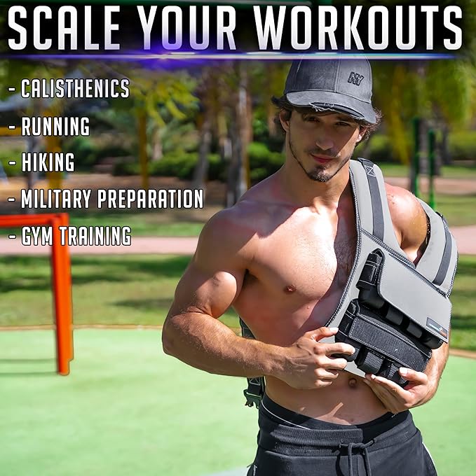 Weighted Vest 6lb, 10lb, 12lb, 25lb, 35lb, 45lb, 60lb Removable Iron Weights for Men and Women Workout for Calisthenics and Fitness Sport Training