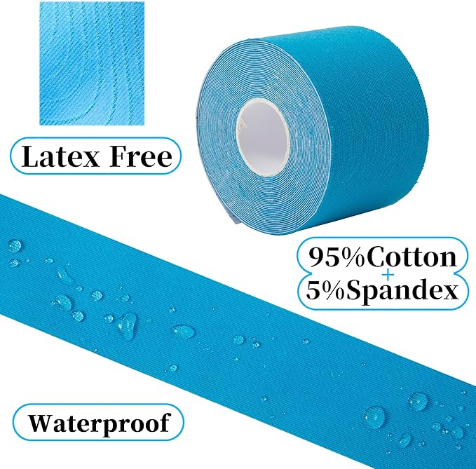 3 Rolls Kinesiology Tape,49.2ft Hypoallergenic Waterproof Kinetic Tape,Athletic Elastic Kneepad Muscle Pain Relief Knee Taping,Running Tennis Football Sports Activities Tapes, Muscle Tape Roll