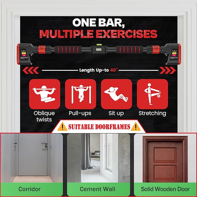Pull Up Bar for Doorway - Adjustable Doorway 30-40 Inches 330 lbs,