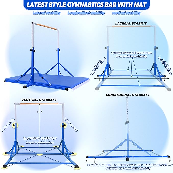 Gymnastic Bar For Kids and Teenage Ages 3-25 5 FT 6 FT 5 FT 6 FT