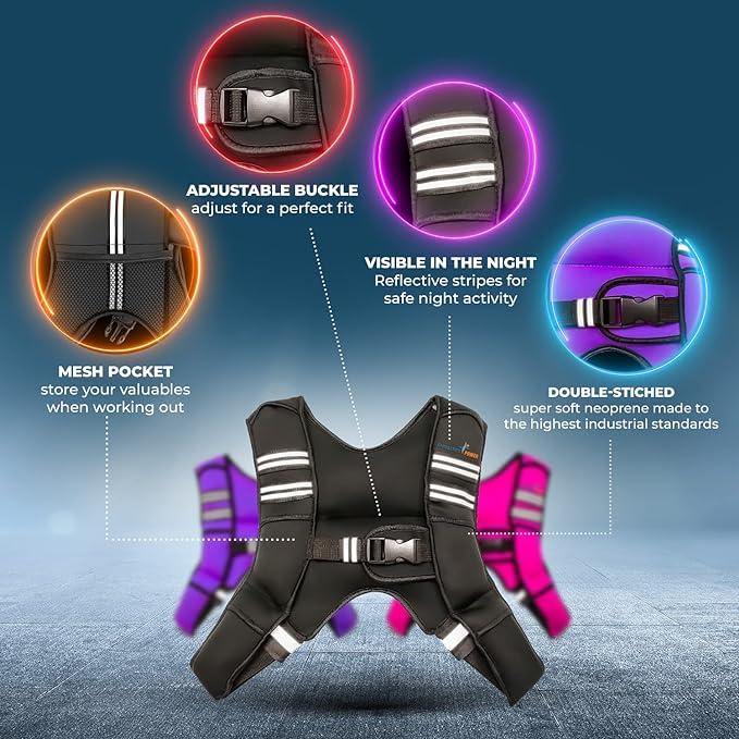 Weighted Vest 6lb, 10lb, 12lb, 25lb, 35lb, 45lb, 60lb Removable Iron Weights for Men and Women Workout for Calisthenics and Fitness Sport Training