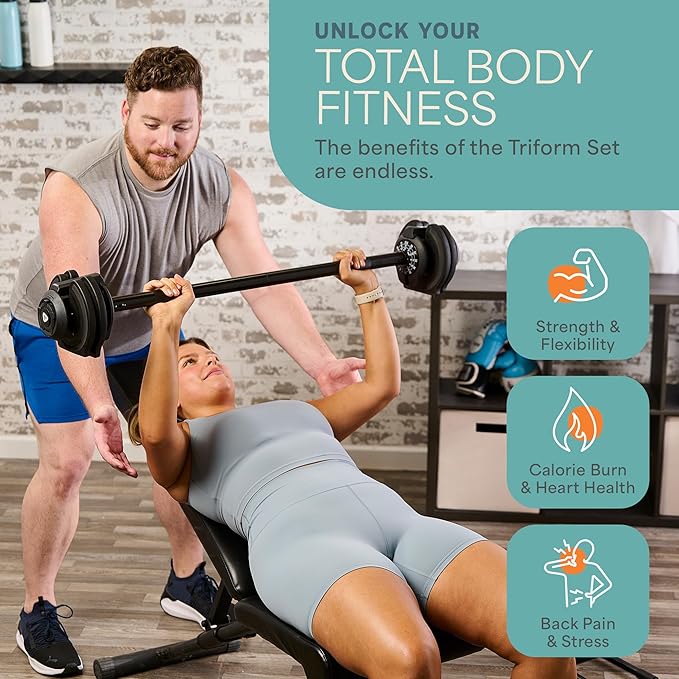 Lifepro Adjustable Dumbbells Set - 5in1-15lb 25lb 43lb weights Set & Single with Rack - Quick Adjust, Secure Grip - Compact Hand Weights for Men Women Home Gym