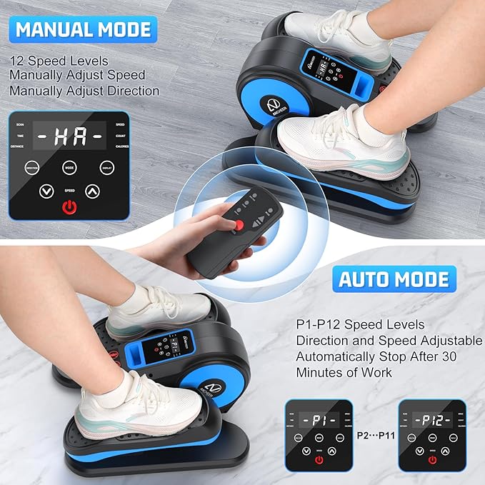 ANCHEER Under Desk Elliptical, Electric Leg Exerciser While Sitting for Seniors, Fully Assembled Motorized Ellipse Leg Exerciser Seated Elliptical Machine with 12 Adjustable Speeds