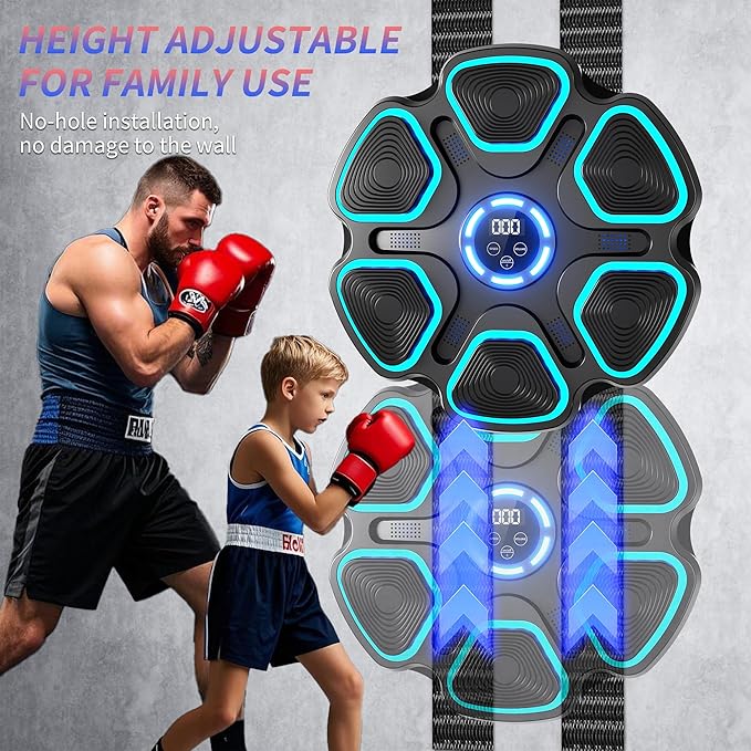 Music Boxing Machine with Bluetooth&LED Display, 9 Speeds &11 Models, Interactive Wall-Mounted Music Punching Machine for Adults&Kids,Boxing Machine Suitable for Indoor Workouts,Home,Gym