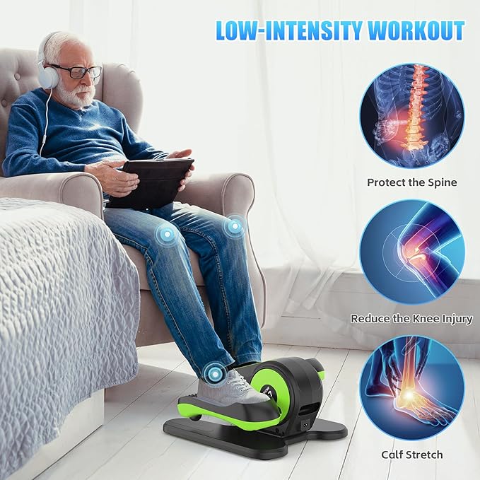 ANCHEER Under Desk Elliptical, Leg Exerciser While Sitting for Seniors Adults, Ellipse Leg Exerciser Electric as Seen on TV with Remote Control & 12 Adjustable Speeds, Fully Assembled