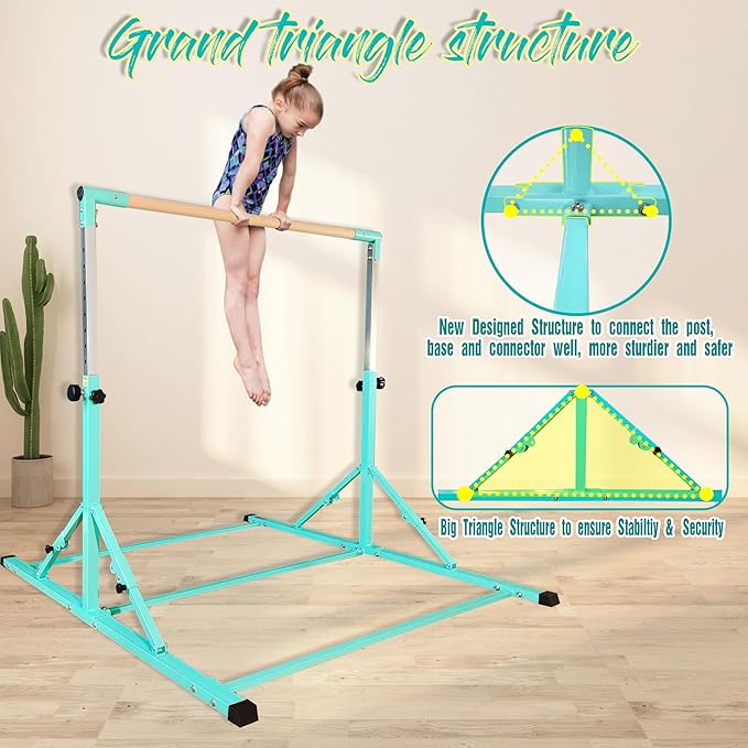 PreGymnastic Foldable Gymnastics Bar 6FT Gymnastic 3-18, Weight 500 LB,