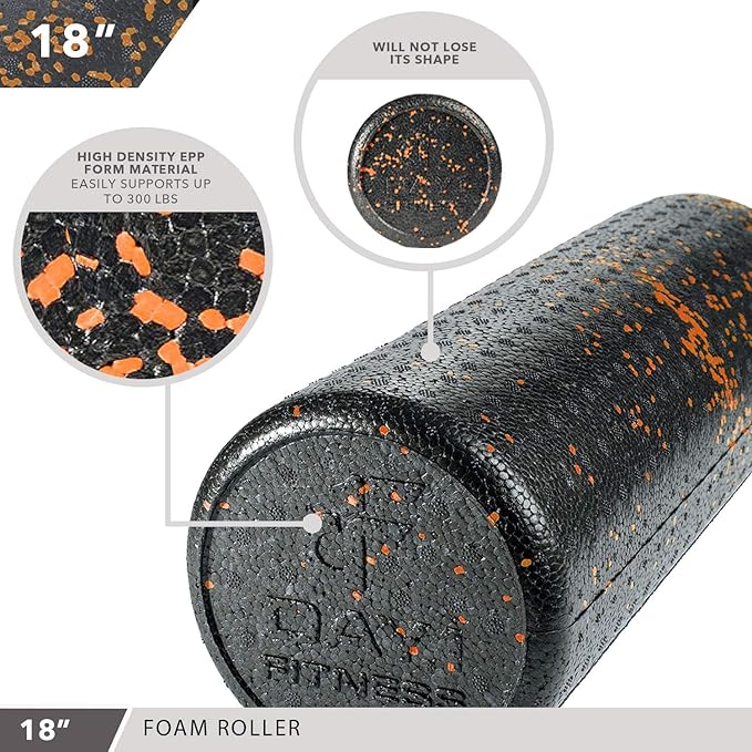 Day 1 Fitness High-Density Round Foam Rollers - 4 Size 8 Color